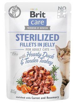 Вологий корм для кішок Brit Care Cat pouch 85 г (індичка з креветками в желе) 100535/0570 фото