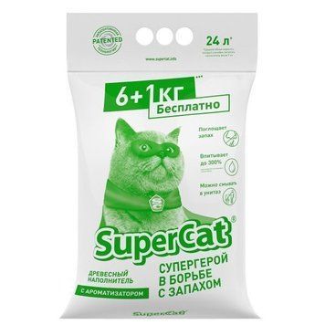 Деревний наповнювач Super Cat зелений 6+1 кг 03552 фото