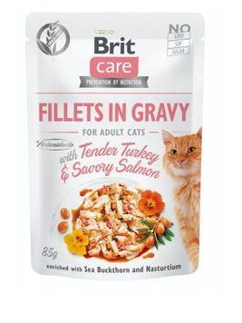 Вологий корм для кішок Brit Care Cat pouch 85g (філе індички та лосося в соусі) 100528/0501 фото