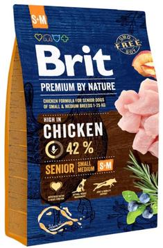 Brit Premium Senior S+M Сухий корм курка для літніх собак дрібних та середніх порід, 3 кг 170820/6390 фото