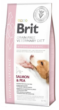 Brit GF Veterinary Diet Hypoallergenic Сухий корм лосось для собак, при харчовій алергії 12 кг 170938/8035 фото