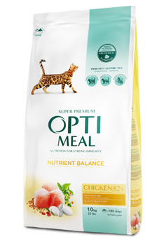 Optimeal Сухий корм з куркою для дорослих котів 10 кг 1831201 фото