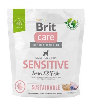 Brit Care Dog Sustainable Sensitive Insect and Fish Сухий корм з рибою та білком насекомих для дорослих собак з чутливим травленням та шкірою 1 кг 172187 фото