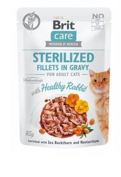 Вологий корм для стерилізованих котів Brit Care Cat pouch 85g (філе кролика в соусі) 101050 фото