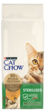 Cat Chow Сухий повнораціонний корм для дорослих стерилізованих кішок,кастрованих котів,з індичкою 1.5 кг 403201688 фото