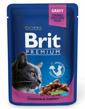Brit Premium Вологий корм для кішок з куркою та індичкою 100 г 100273 /506019 фото