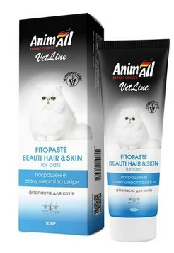 AnimAll VetLine фітопаста для покращення якості хутра для котів 100 г 150 564 фото