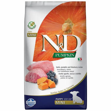Фарміна дог сухий N&D Grain Free PUMPKIN LAMB & BLUEBERRY PUPPY MINI 7 kg 156351 фото