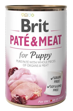 Brit Pate & Meat Вологий корм з куркою та індичкою для цуценят 400 г 100862/100079/0335 фото