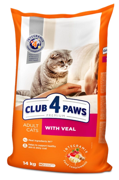 CLUB 4 PAWS PREMIUM "З телятиною" сухий раціон для дорослих котів, 14 кг B4630801 фото