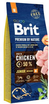 Brit Premium Junior M Сухий корм курка для молодих собак середніх порід, 15 кг 170814/6338 фото