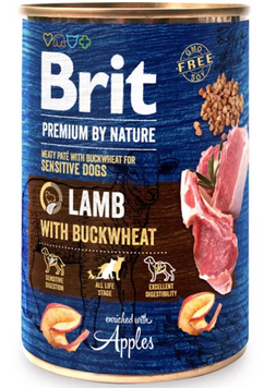 Brit Premium By Nature Lamb with Buckwheat Вологий корм ягня, гречка консерви для собак із чутливим травленням, 400 г 100414/8614 фото