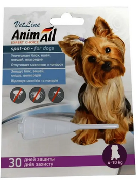 AnimAll VetLine spot-on, краплі для собак 4-10 кг 1 піпетка 2 мл 60 882 фото