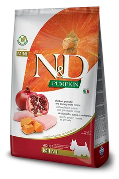 Фарміна дог сухий N&D Grain Free PUMPKIN CHICKEN & POMEGRANATE ADULT MINI 800г 156335 фото
