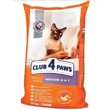 CLUB 4 PAWS PREMIUM (Indoor 4 in 1) сухий корм для котів без доступу на вулицю, 14 кг B4630201 фото