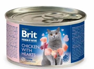 Brit Premium Chicken & Hearts Вологий корм паштет з куркою та серцем для кішок 200 г 100615/5025 фото