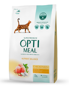 Optimeal Сухий корм з куркою для дорослих котів 4 кг 1841201 фото