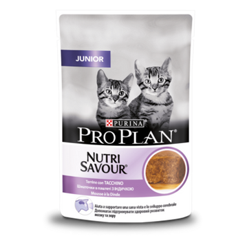 PRO PLAN&reg; JUNIOR NUTRISAVOUR&reg;. Консервований порційний повнораціонний корм для кошенят, з індичкою. Шматочки в паштеті. 85 г. 12430962 фото