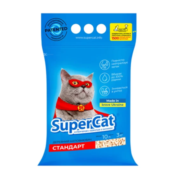 Super Cat Стандарт Деревний наповнювач для котячих туалетів 3 кг 03550 фото