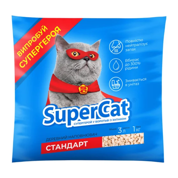 Super Cat Стандарт Деревний наповнювач для котячих туалетів 1 кг 03546 фото
