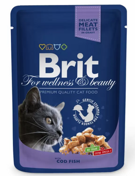 Вологий корм Brit Premium для кішок з тріскою 100 г 100272 /506002 фото