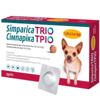 Сімпаріка ТРІО таблетки  для собак (1,3-2,5кг) 1 табл.