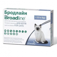 БРОДЛАЙН Спот-он для котів до 2,5кг (S) упаковка (3 піпетки)