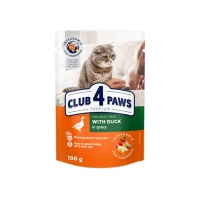 CLUB 4 PAWS PREMIUM консервований корм для дорослих котів "З качкою в соусі", 300 г