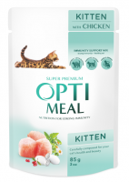 Optimeal Вологий корм з куркою в соусі для кошенят 85 г