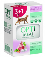 Optimeal Вологий корм з ягням та овочами у желе для дорослих котів 3+1 85 г