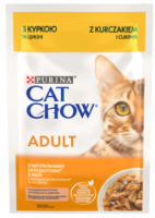 Cat Chow Консервований порційний повнораціонний корм для дорослих котів, з куркою та цукіні, ніжні шматочки в желе 85 г