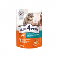 CLUB 4 PAWS PREMIUM (З макреллю в соусі) вологий раціон для дорослих котів. 100 г
