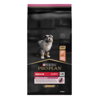 PRO PLAN®. Сухий повнораціонний корм для цуценят середніх порід з чутливою шкірою. З лососем. 12 кг.