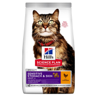 Hill's Science Plan Adult Sensitive Stomach&Skin Сухий корм для котів із чутливим травленням та шкірою, з куркою, 1,5 кг
