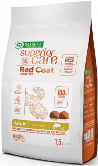 Nature's Protection Superior Care Red Coat Grain Free Adult Small Breeds with Salmon 1,5 кг Сухий беззерновий корм для дорослих собак з рудим забарвленням шерсті, для малих порід