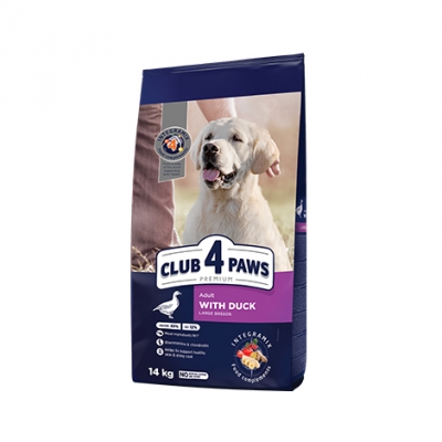 CLUB 4 PAWS ПРЕМІУМ Для дорослих собак великих порід "З качкою", 14 кг