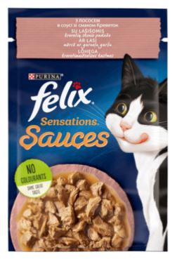 FELIX SENSATIONS SAUCES. З лососем в соусі зі смаком креветок. Шматочки у соусі. 85 г