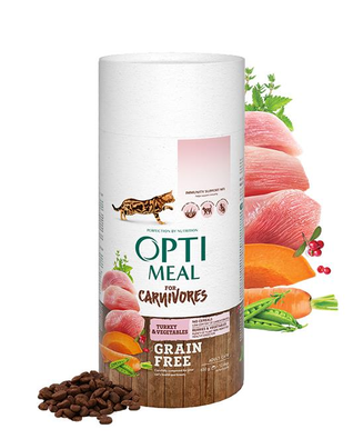 Optimeal Беззерновий сухий корм з індичкою та овочами для дорослих котів 650 г