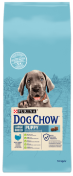 Dog Chow сухий повнораціонний корм для цуценят великих порід віком до 2 років. Також підходить для вагітних та лактуючих собак великих порід, з індичкою 14 кг