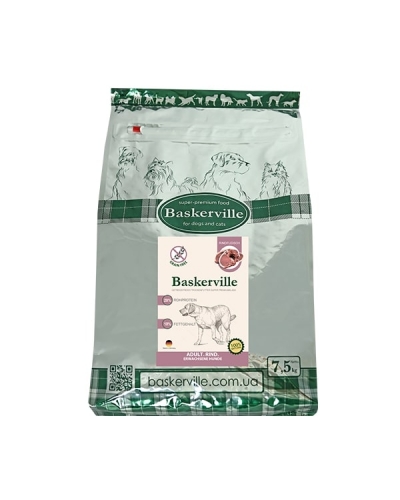 Baskerville HF Adult getreidefrei Rind Сухий корм з яловичиною для дорослих собак, 7,5 кг