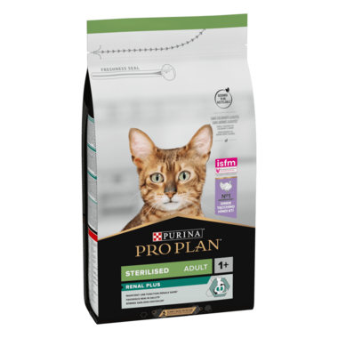 PRO PLAN® RENAL PLUS. Сухий повнораціонний корм для дорослих стерилізованих котів, з індичкою. 1,5 кг.