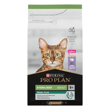 PRO PLAN® RENAL PLUS. Сухий повнораціонний корм для дорослих стерилізованих котів, з індичкою. 1,5 кг.