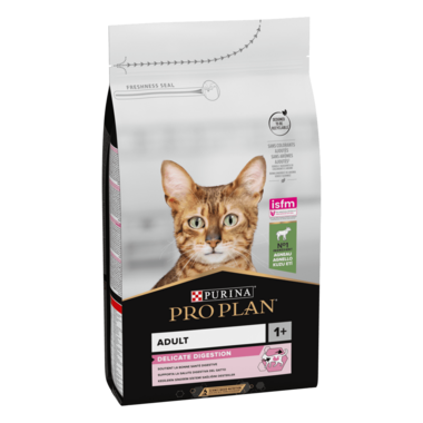 PRO PLAN®. Сухий повнораціонний корм для дорослих котів з чутливим травленням чи вибагливих до їжі, з ягням. 1,5 кг