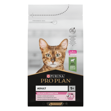PRO PLAN®. Сухий повнораціонний корм для дорослих котів з чутливим травленням чи вибагливих до їжі, з ягням. 10 кг.