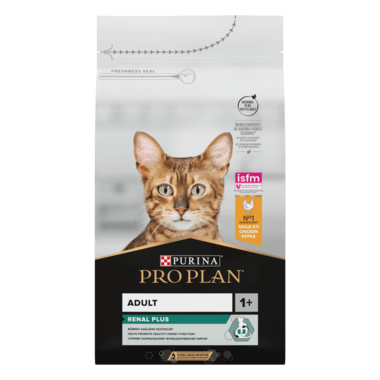 PRO PLAN® RENAL PLUS. Сухий повнораціонний корм для дорослих котів, з куркою. 1,5 кг.