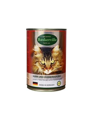 Baskerville Корм для котів М'ясо курки з сердечками, 400 г