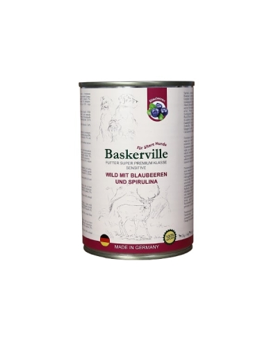 Baskerville HF Sensitive Wild Mit Blaubeeren und Spirulina Оленина з чорницею та спіруліною, 400 г