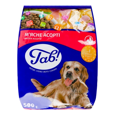 Корм для собак «Гав!» м'ясне асорті сухий 500 г