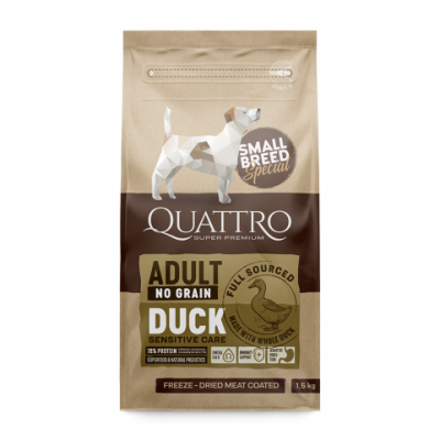 Quattro Adult Duck Small Breed корм для дорослих собак дрібних порід з качкою 1,5 кг