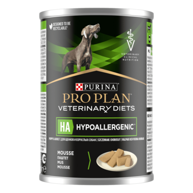 PRO PLAN® HA HYPOALLERGENIC. Ветеринарна дієта для собак для зниження ознак інгредієнтної непереносимості. 400 г